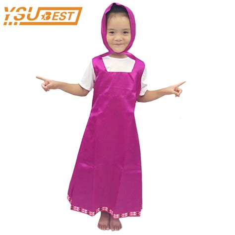 Cosplay Party Girl Clothes Masha and Bear Clothing Costume For Kids ...