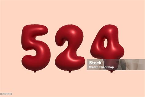 Red Helium Balloon 3d Number 524 Stock Illustration - Download Image ...