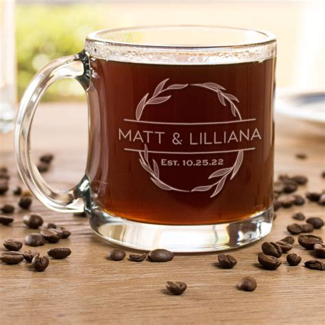 Couples Personalized Glass Coffee Mug, Design: N8 – Everything Etched