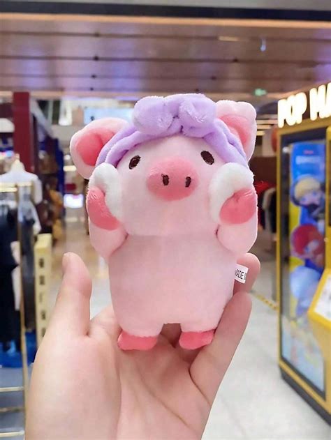 1pc Mini Cute Pig Face Wash Plush Toy, Creative Makeup Tool For