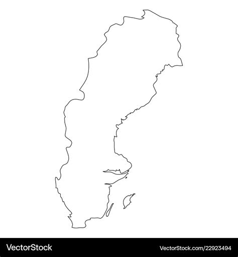 Sweden - solid black outline border map country Vector Image