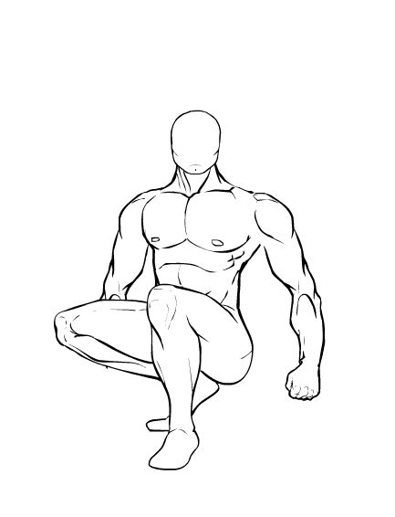 Male Crouching Pose Template by ExpoArtExplorer on DeviantArt