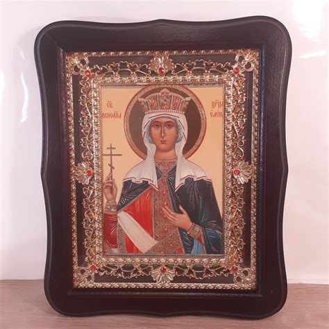 Икона Елена святая равноапостольная царица, лик 15х18 см, в темном ...