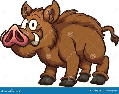 Happy Brown Cartoon Boar | CartoonDealer.com #130880351
