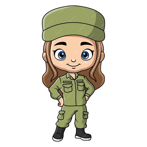Premium Vector | Girl cartoon wearing costume army
