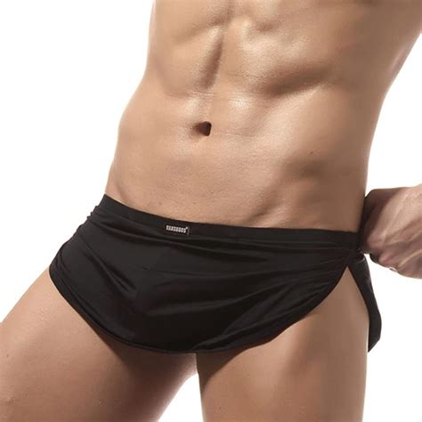 Men's Sexy Split Side Boxer Lingerie Split Side Boxers Breathable Skirt