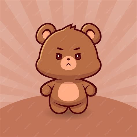 Ursinho Com Cara De Bravo - Vetor de desenho animado bonito urso bravo | Vetor Premium