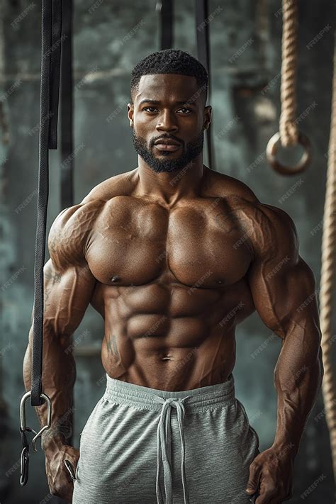Photography of gym workout men black american bodybuilder | Premium AI