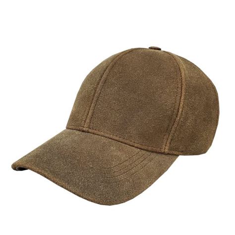 Distressed Brown Leather Baseball Cap - Winner Caps MFG. Company