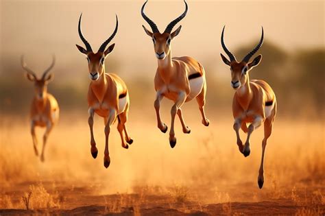 Premium AI Image | Springboks pronking jumping in the air