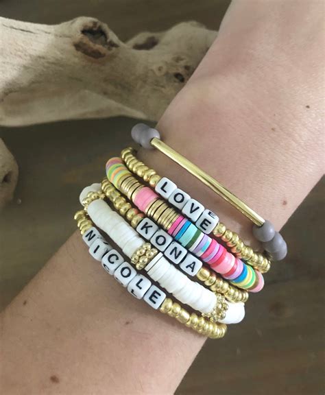 Personalized Beaded Bracelets - Etsy UK