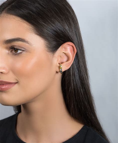 Piercing De Orelha Prata - Piercing Orelha Prata Dourado Mix de Zircônias Coloridas