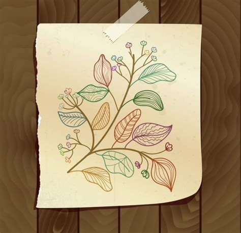 ดอกไม้ใบไม้วาดภาพร่าง handdrawn สีสันสดใส eps ai | UIDownload