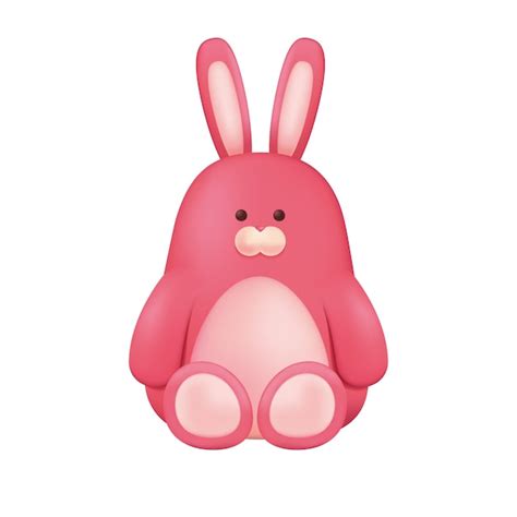 premium vector cute pink bunny  rabbit toy  children  illustration