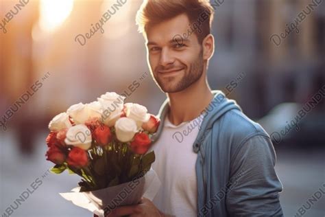 Man holding a bouquet of flowers as a gift (3022800)