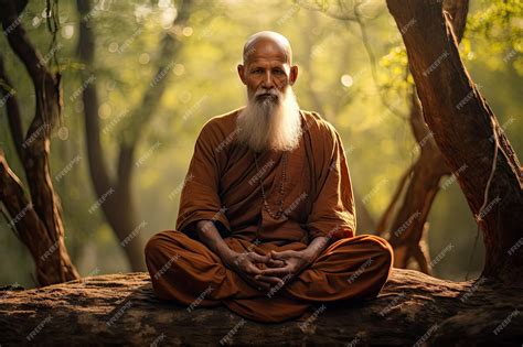 Premium Photo | Old monk wise and serene expression long white beard ...