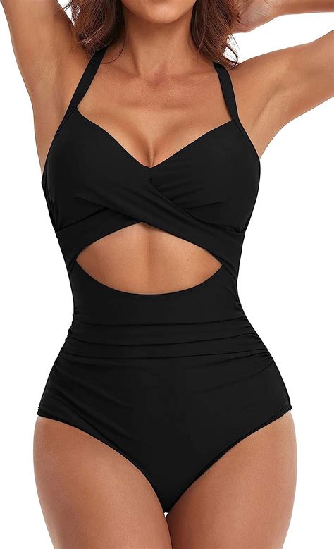 SOMER Women's One Piece Swimsuit with Tummy Control, Cutout Design