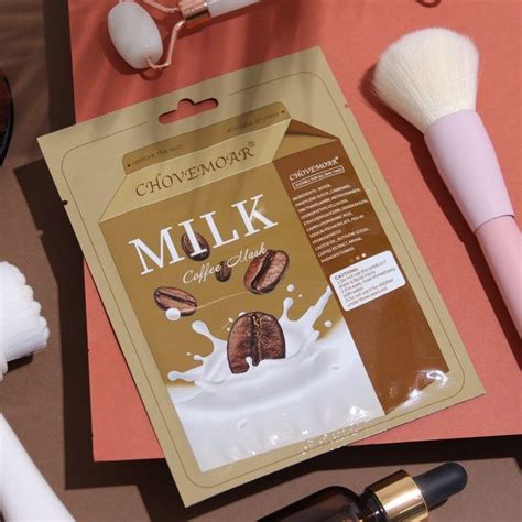 CHOVEMOAR, Маска тканевая увлажняющая для лица, молоко и кофе, 5 штук в ...