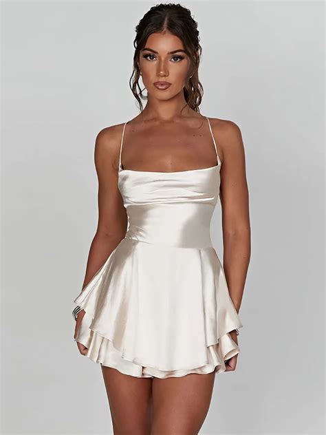 open  white satin mini dress  satin