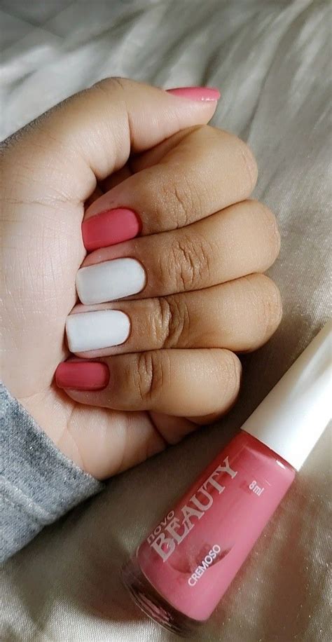 Unhas Rosa Com Branco Simples - Unhas simples rosa e branco | Unhas brancas, Unhas pintadas, Unhas bonitas