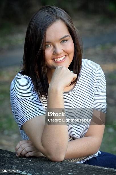 Portrait Of A Beautiful Young Woman Blurred Background Stock Photo