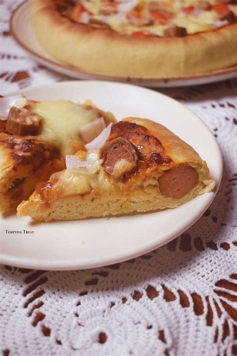 Homemade Hot Dog or Sausage Stuffed Crust Pizza Recipe | Tempting Treat