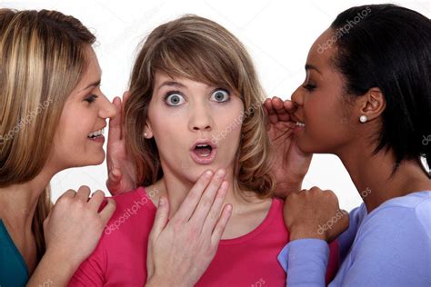 trio  female gossips stock photo  photography