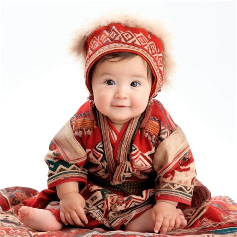 Premium AI Image | Traditional Uzbek Baby in Soft Attire
