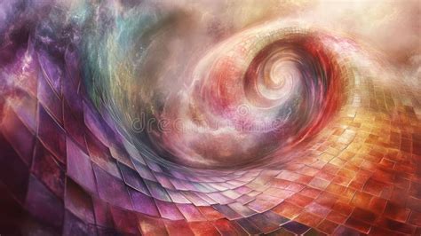 swirling colorful abstract landscape   tiled pathway leading