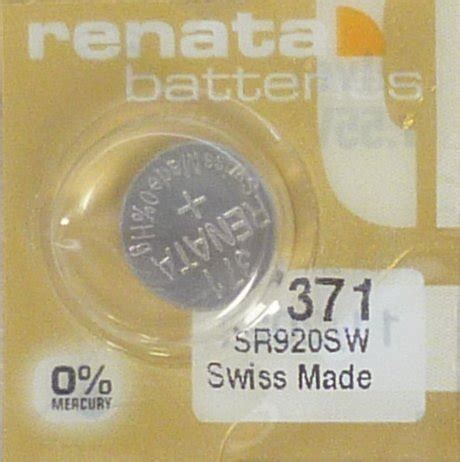 Renata 371 Extra-Long Life Watch Battery SR920SW, AG6, SR69, SR921, L921,