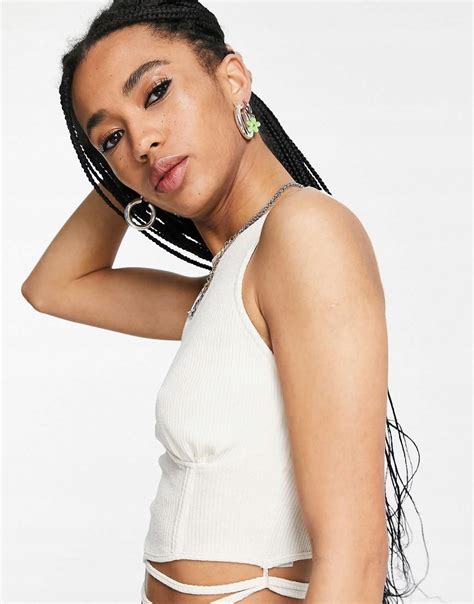 TOP ECRU PRĄŻKOWANY DAMSKI Bershka S30 M 15854146992 - Allegro.pl