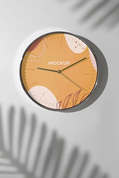 Premium PSD | Wall clock mock-up design with shadow