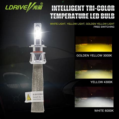 2 PCS LED Amber Yellow White Light Headlight Bulb H9/H8/H9/H11/HB3/HB4 ...