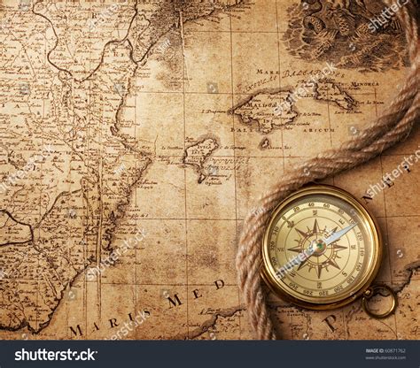 Old Compass On Vintage Map 18 Stock Photo 60871762 | Shutterstock