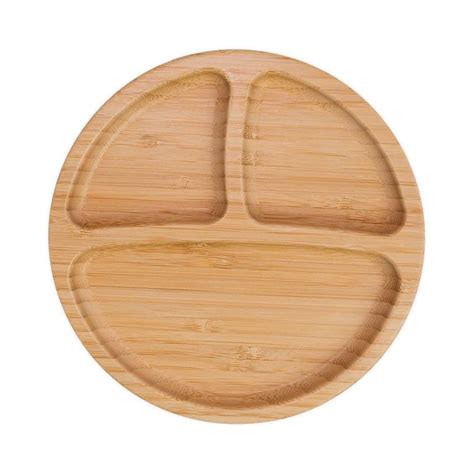Prato De Bambu Infantil - Prato de Bambu Infantil com divisórias e Ventosa Freso Baby - Prato ...