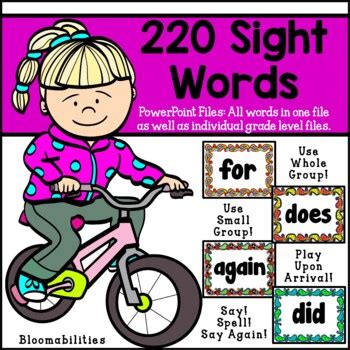 220 Sight Words Power Point by Bloomabilities | Teachers Pay Teachers