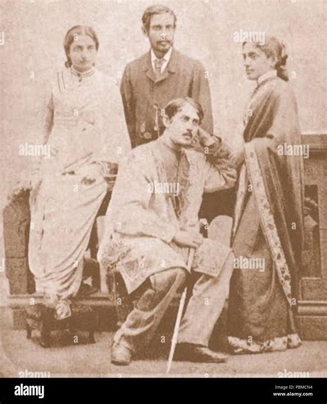 851 Jyotirindranath Tagore sitting with Jnanadanandini Devi, Satyendranath Tagore, Kadambari ...