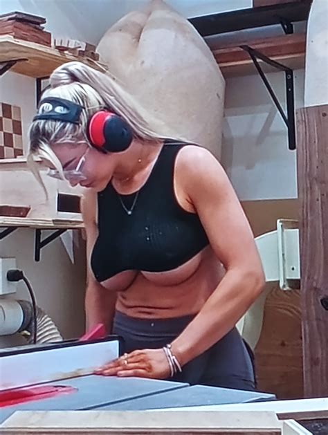 Kick streamer WoodBabi building something in her wood shop at home