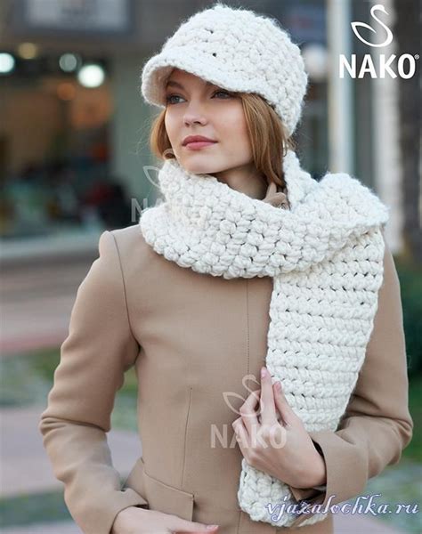 Женская шапка и шарф крючком, узором пышных столбиков | Scarf, Scarf ...