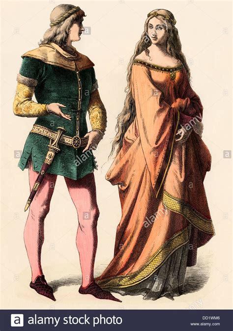 German knight and a lady, 1300s Stock Photo, Royalty Free Image ...