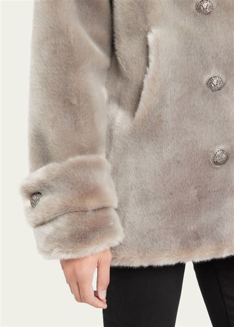 FAZ Cold Soldier Faux Fur Pea Coat - Bergdorf Goodman