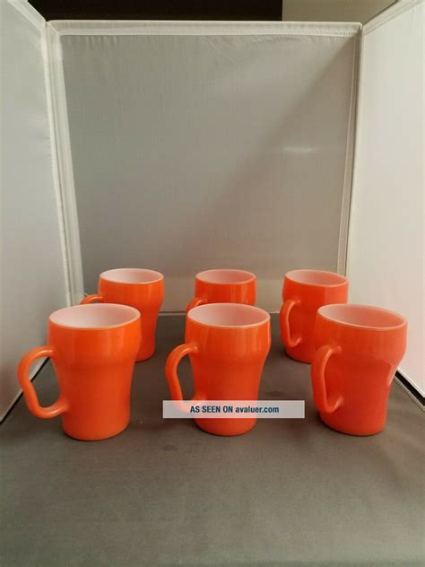 Set Of 6 Vtg Anchor Hocking Fire King Coffee Cups Soda Style Mugs