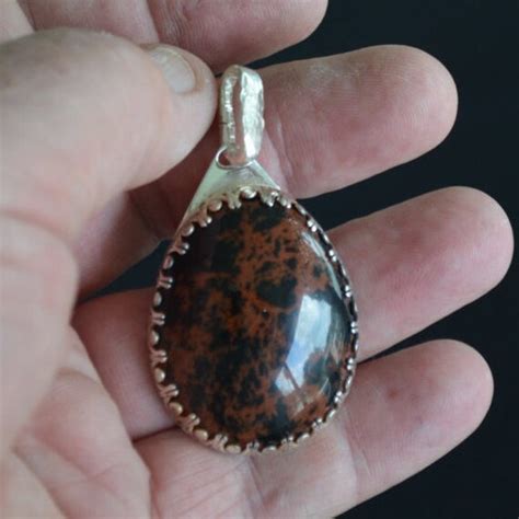 Mahogany Obsidian pendant in Sterling Silver by Silvercraft