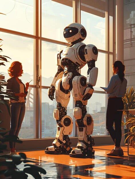 Premium AI Image | a robot that is standing in front of a window