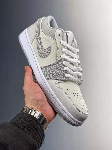 2021 Cheap Deal Air Jordan 1 Low PRM Elephant Print White Neutral Grey ...