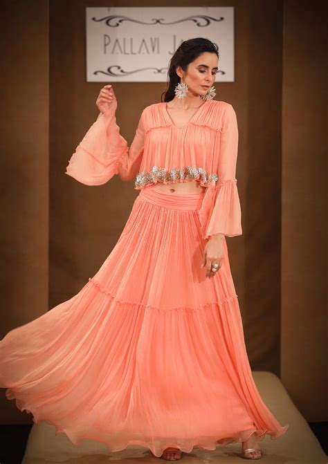 Eva peach ringa ring boho top skirt set – Pallavi Jaipur