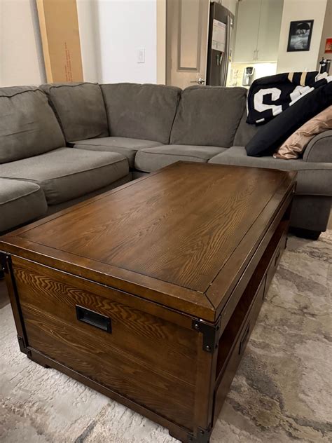 Lift-Top Coffee Table with Storage Drawers (48”L x 26”W x 18”H Solid