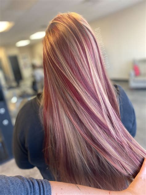 Red highlights in 2024 | Pink blonde hair, Red hair with blonde