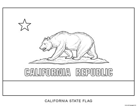 California Flag US State Coloring page Printable