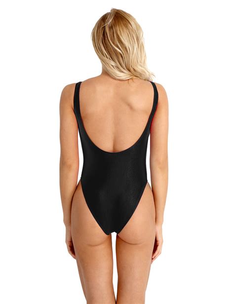 Sexy Women Spandex Bodysuit High Cut Bikinis Thong Swimsuit Swimwear
